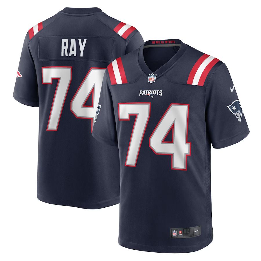 Men New England Patriots 74 LaBryan Ray Nike Navy Game Player NFL Jersey